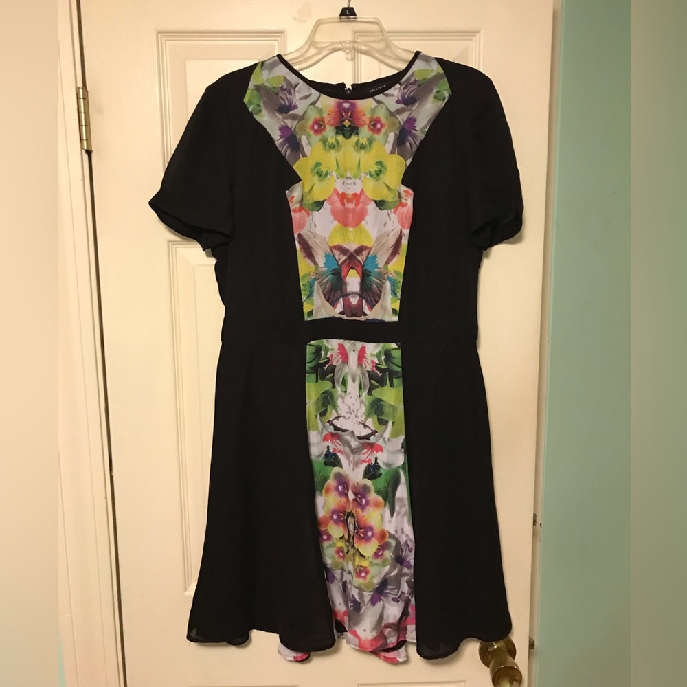 Prabal Gurung for Target Black Mini dress with floral paneling